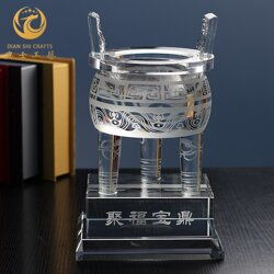 水晶圓鼎,工廠喬遷活動禮品,公司上市慶典紀念品價格